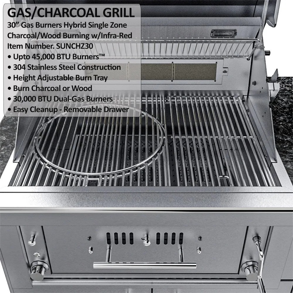 Wood Burning Combo Grill with Infrared Rear Burner