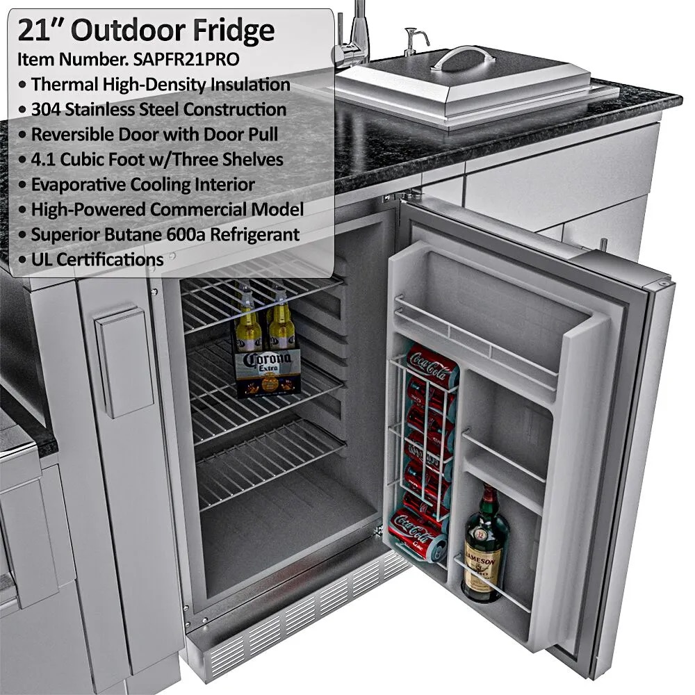 Sunstone Grills Houston 9 Foot Outdoor BBQ Island Package with Sunstone Grills Ruby Series 42 Inch 5 Burner Built In Gas Grill with Rear Infrared Burner