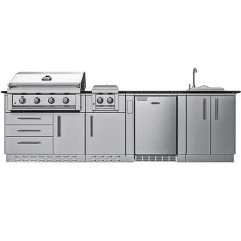 Sunstone Grills Houston 9 Foot Outdoor BBQ Island Package with Sunstone Grills Ruby Series 42 Inch 5 Burner Built In Gas Grill with Rear Infrared Burner SCPHOUSTON 350