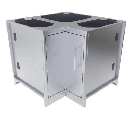 Sunstone Grills 24 Inch 304 Stainless Steel BBQ Island Storage Corner Base Cabinet with Swivel Shelves