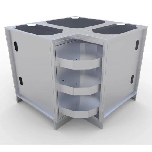 Sunstone Grills 24 Inch 304 Stainless Steel BBQ Island Storage Corner Base Cabinet with Swivel Shelves