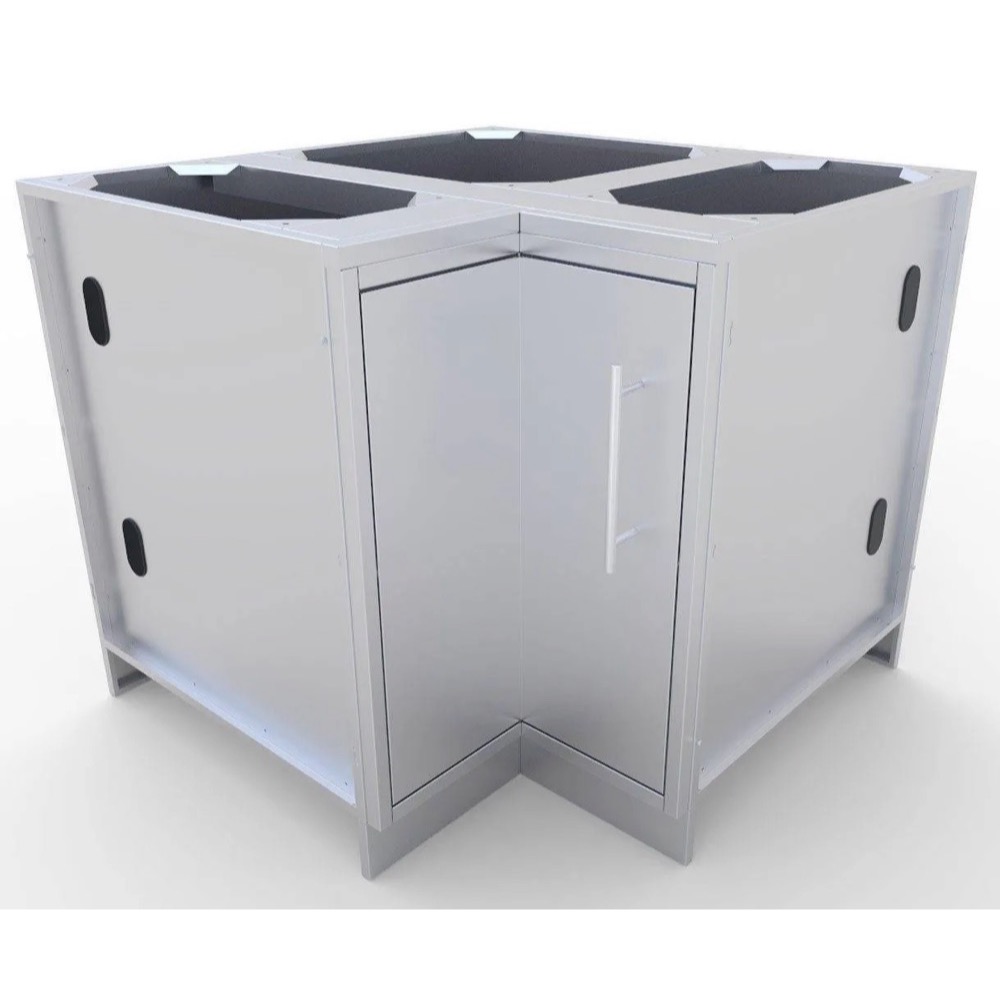 Sunstone Grills 24 Inch 304 Stainless Steel BBQ Island Storage Corner Base Cabinet with Swivel Shelves