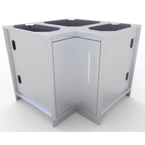Sunstone Grills 24 Inch 304 Stainless Steel BBQ Island Storage Corner Base Cabinet with Swivel Shelves