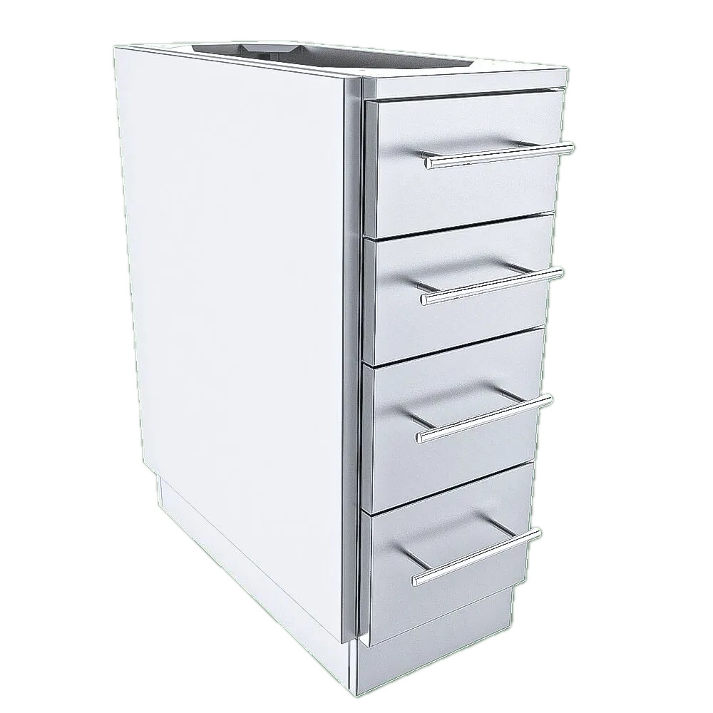 Sunstone Grills 12 Inch 304 Stainless Steel BBQ Island Storage Four Drawer Base Cabinet