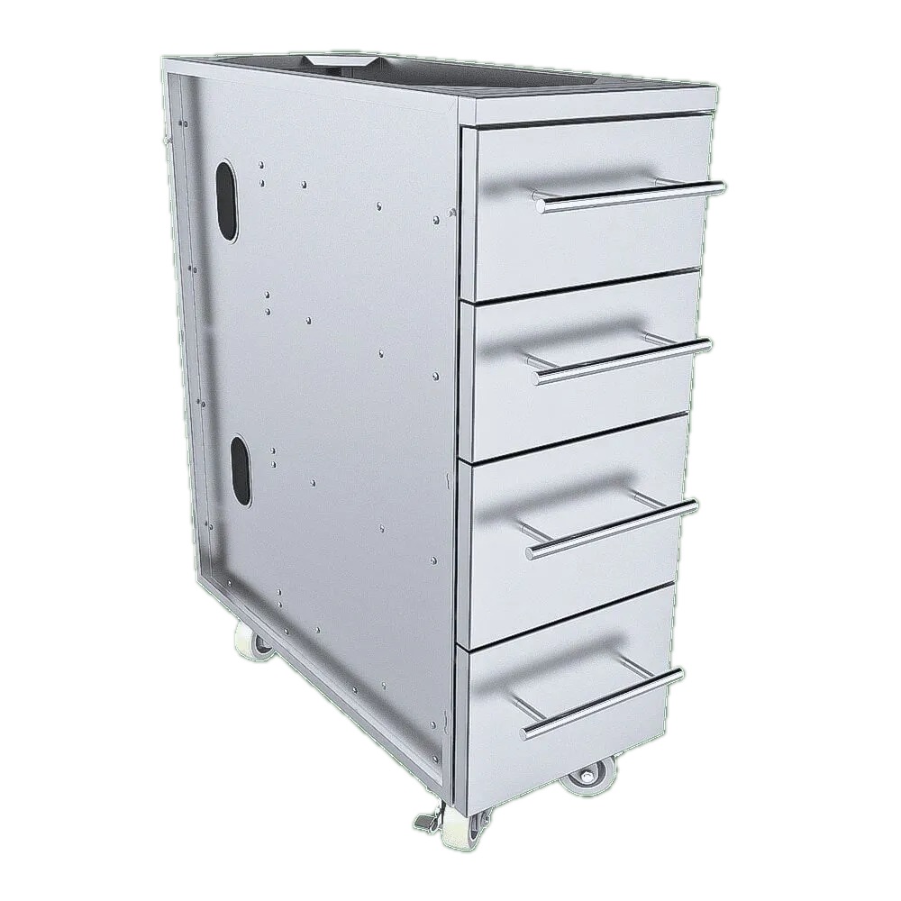 Sunstone Grills 12 Inch 304 Stainless Steel BBQ Island Storage Four Drawer Base Cabinet