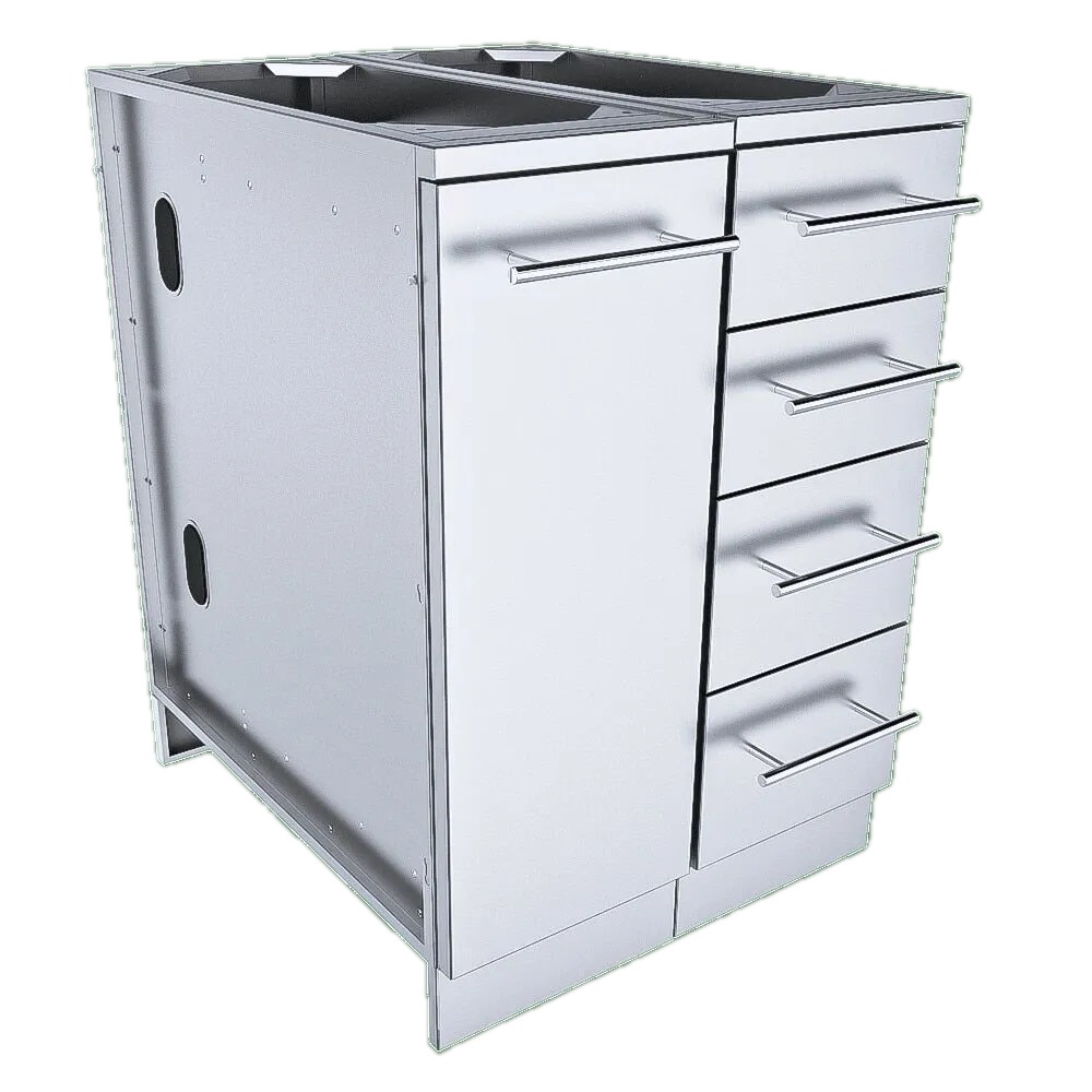 Sunstone Grills 12 Inch 304 Stainless Steel BBQ Island Storage Four Drawer Base Cabinet