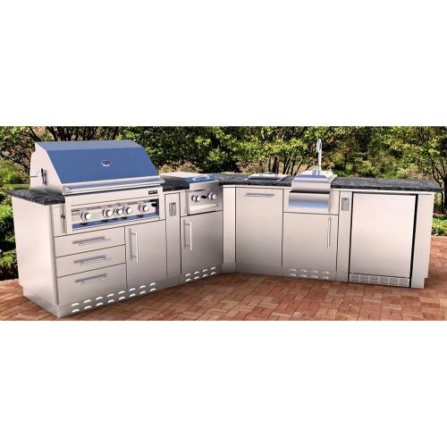 Sunstone Grills 18 Inch 304 Stainless Steel BBQ Island Storage Trash Drawer Base Cabinet