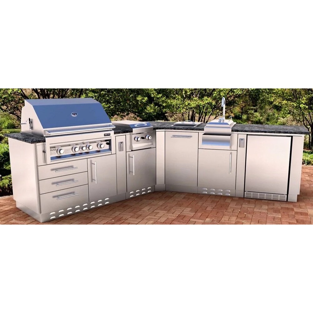 Sunstone Grills 18 Inch 304 Stainless Steel BBQ Island Storage Trash Drawer Base Cabinet