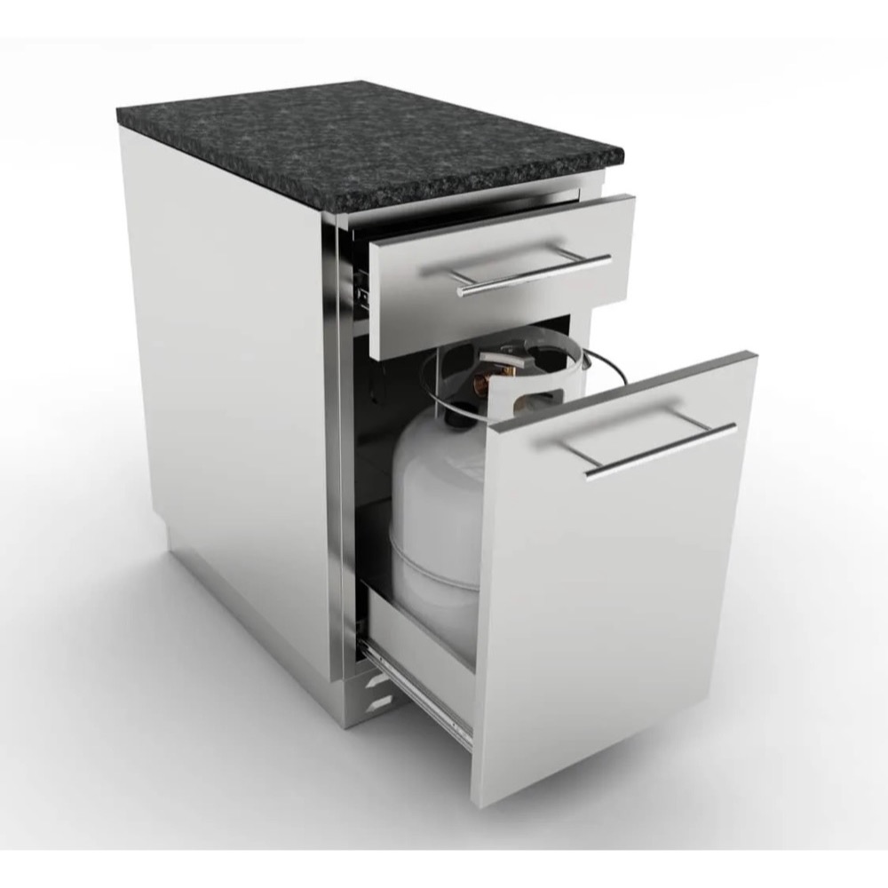 Sunstone Grills 18 Inch 304 Stainless Steel BBQ Island Storage Propane Tank Drawer Base Cabinet