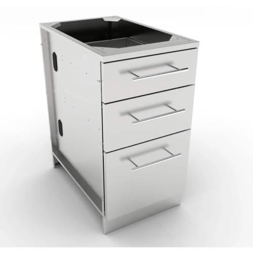 Sunstone Grills 18 Inch 304 Stainless Steel BBQ Island Storage Triple Drawer Base Cabinet