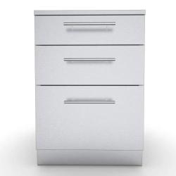 Sunstone Grills 24 Inch 304 Stainless Steel BBQ Island Storage Triple Drawer Base Cabinet SBC24STD250