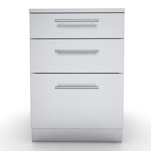 Sunstone Grills 24 Inch 304 Stainless Steel BBQ Island Storage Triple Drawer Base Cabinet