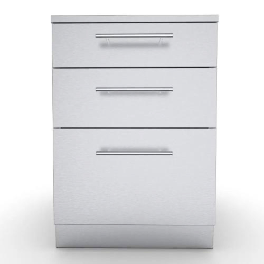 Sunstone Grills 24 Inch 304 Stainless Steel BBQ Island Storage Triple Drawer Base Cabinet