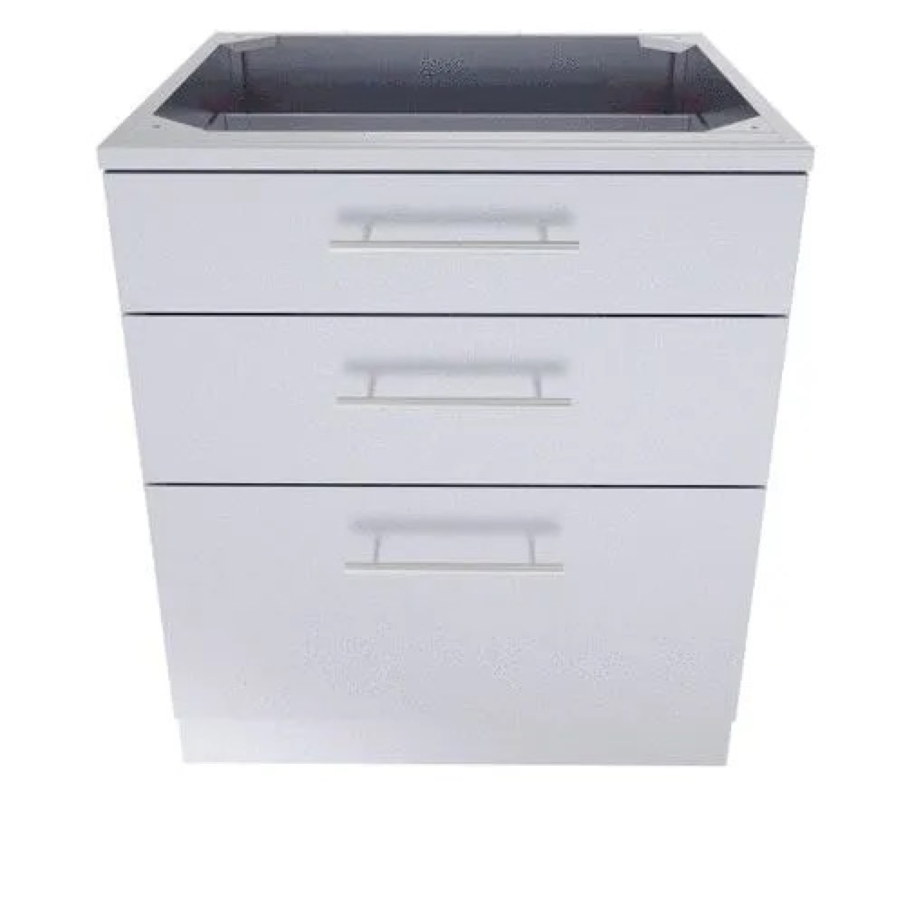 Sunstone Grills 30 Inch 304 Stainless Steel BBQ Island Storage Triple Drawer Base Cabinet
