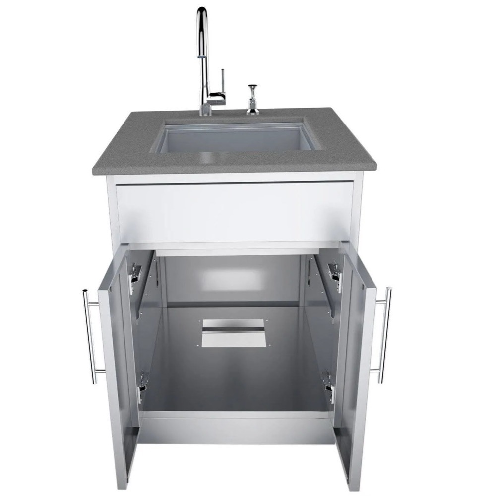 Sunstone 24 Inch 304 Stainless Steel Double Door  and  Drawer Combo Base Cabinet