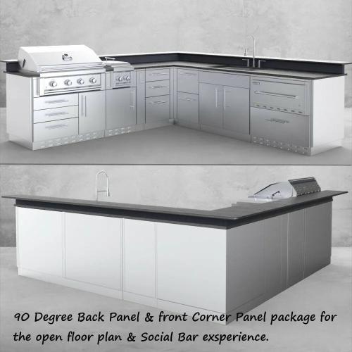 Sunstone Grills 31 Inch 304 Stainless Steel 90 Degree Base Cabinet Back Panel