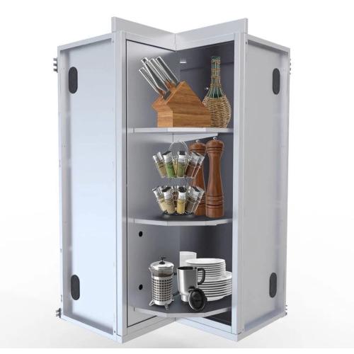 Sunstone Grills 24 Inch 304 Stainless Steel Full Height Upper Wall Corner Cabinet with Swivel Shelves