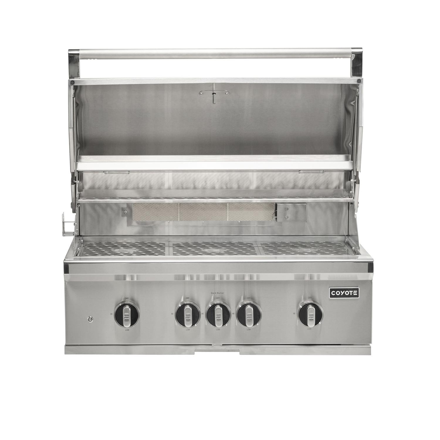Coyote SL Series 36 Inch 4 Burner Built In Propane Gas Grill with Sear Burner  and  Rotisserie