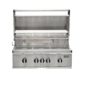 Coyote SL Series 36 Inch 4 Burner Built In Gas Grill with Sear Burner and Rotisserie Open350
