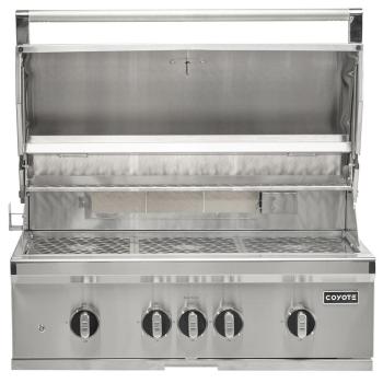 Coyote SL Series 36 Inch 4 Burner Built In Natural Gas Grill with Sear Burner and Rotisserie C3SL36NG350