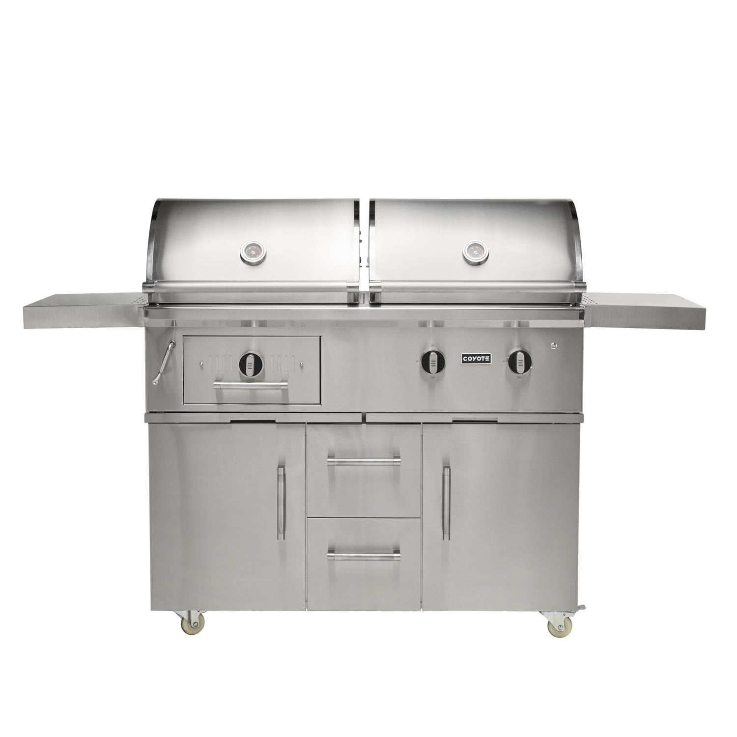 Coyote 50 Inch 2 Burner Freestanding Propane Gas  and  Charcoal Dual Fuel Hybrid Grill