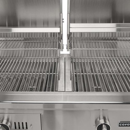 Coyote 50 Inch 2 Burner Freestanding Natural Gas  and  Charcoal Dual Fuel Hybrid Grill