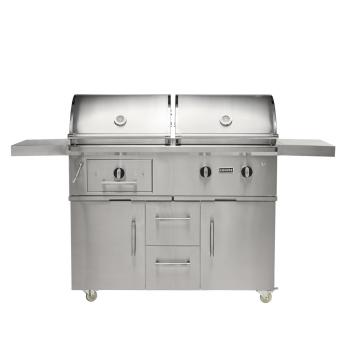 Coyote 50 Inch 2 Burner Freestanding Gas and Charcoal Dual Fuel Hybrid Grill350