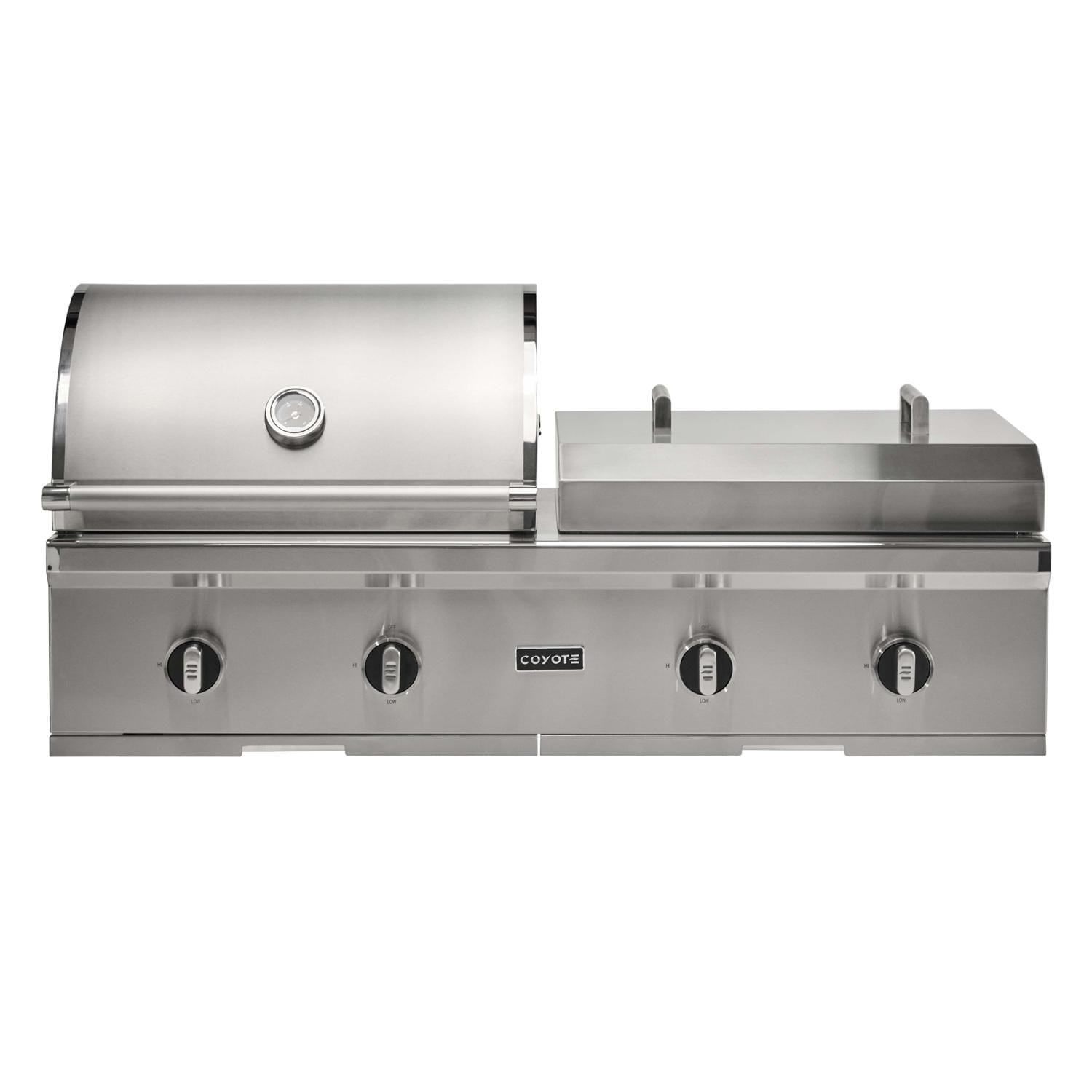 Coyote 50 Inch 4 Burner Built In Propane Gas  and  Flat Top Grill Combo