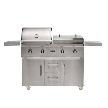 Coyote 50 Inch 4 Burner Freestanding Propane Gas and Flat Top Grill Combo C3CO50LP C3HY50CT 350