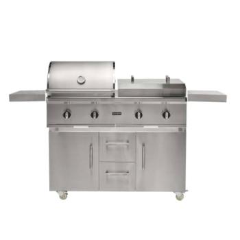 Coyote 50 Inch 4 Burner Freestanding Natural Gas and Flat Top Grill Combo C3CO50NG C3HY50CT350