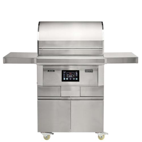 Coyote Next Gen Touch Screen Controlled 28 Inch 304 Stainless Steel Freestanding Pellet Grill