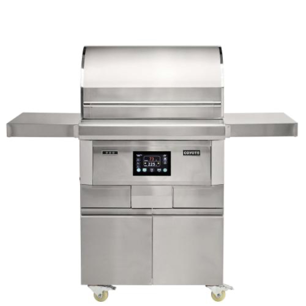 Coyote Next Gen Touch Screen Controlled 28 Inch 304 Stainless Steel Freestanding Pellet Grill