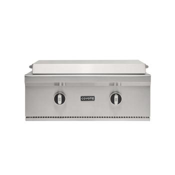 Coyote 30 Inch 2 Burner Built In Gas Commercial Style Flat Top Grill Lid350