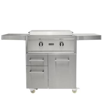 Coyote 30 Inch 2 Burner Freestanding Propane Gas Commercial Style Flat Top Grill C3FTG30LP C3FTCART350