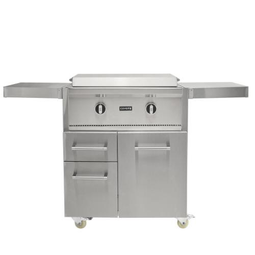 Coyote 30 Inch 2 Burner Freestanding Propane Gas Commercial Style Flat Top Grill