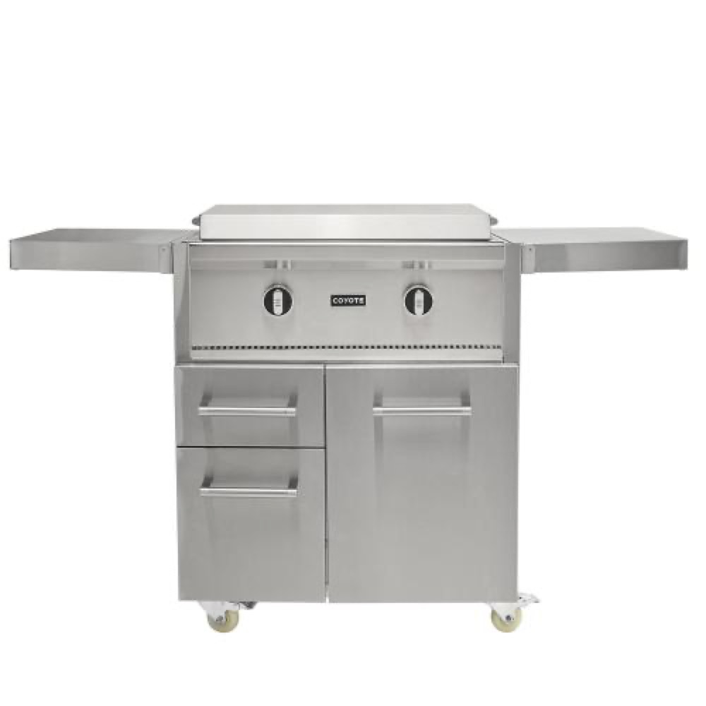Coyote 30 Inch 2 Burner Freestanding Propane Gas Commercial Style Flat Top Grill