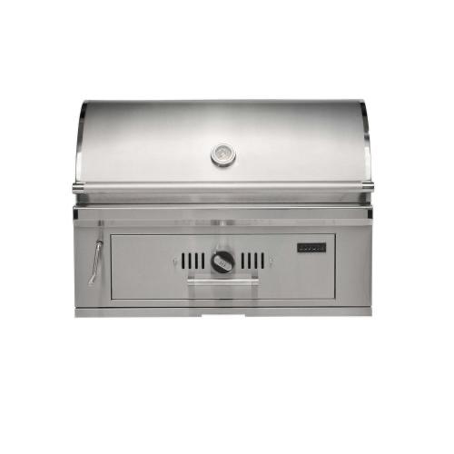 Coyote 36 Inch Built In Stainless Steel Charcoal Grill with Adjustable Charcoal Tray
