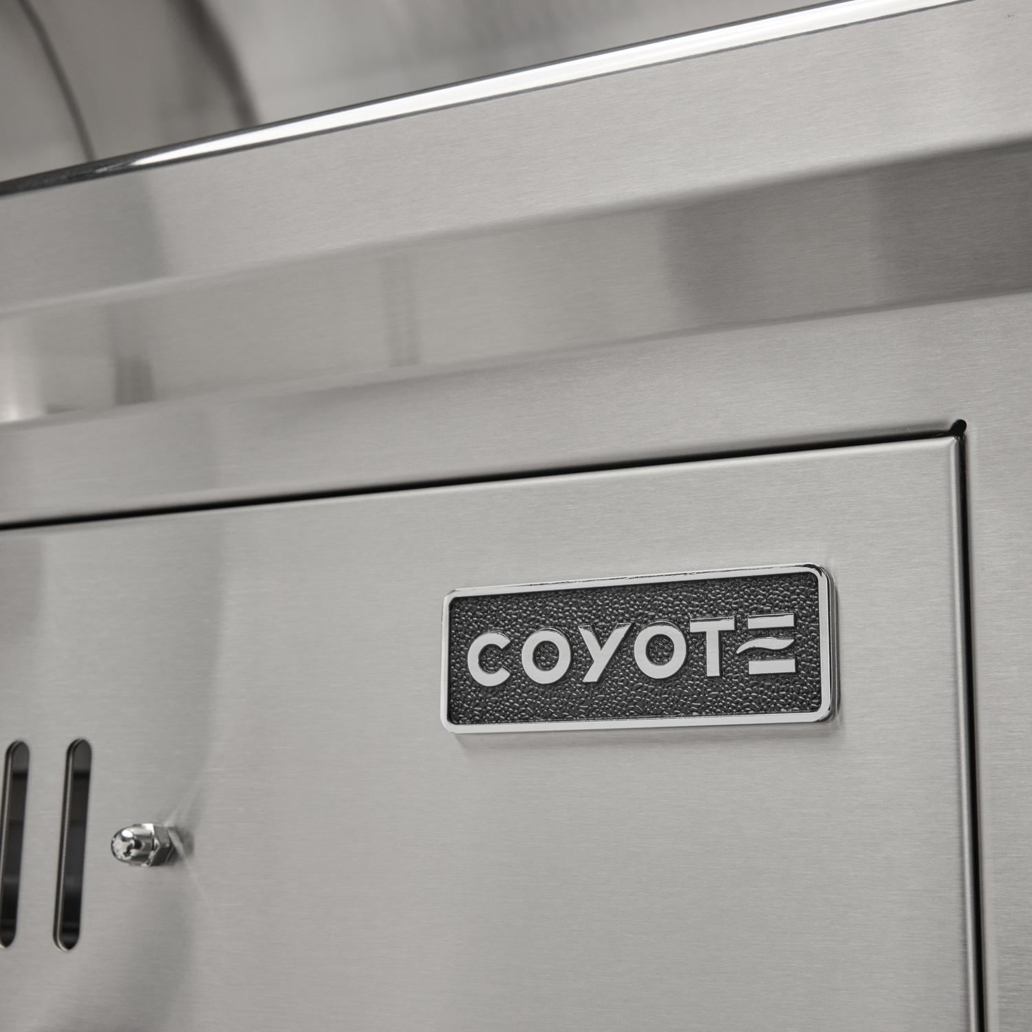 Coyote 36 Inch Freestanding Stainless Steel Charcoal Grill with Adjustable Charcoal Tray