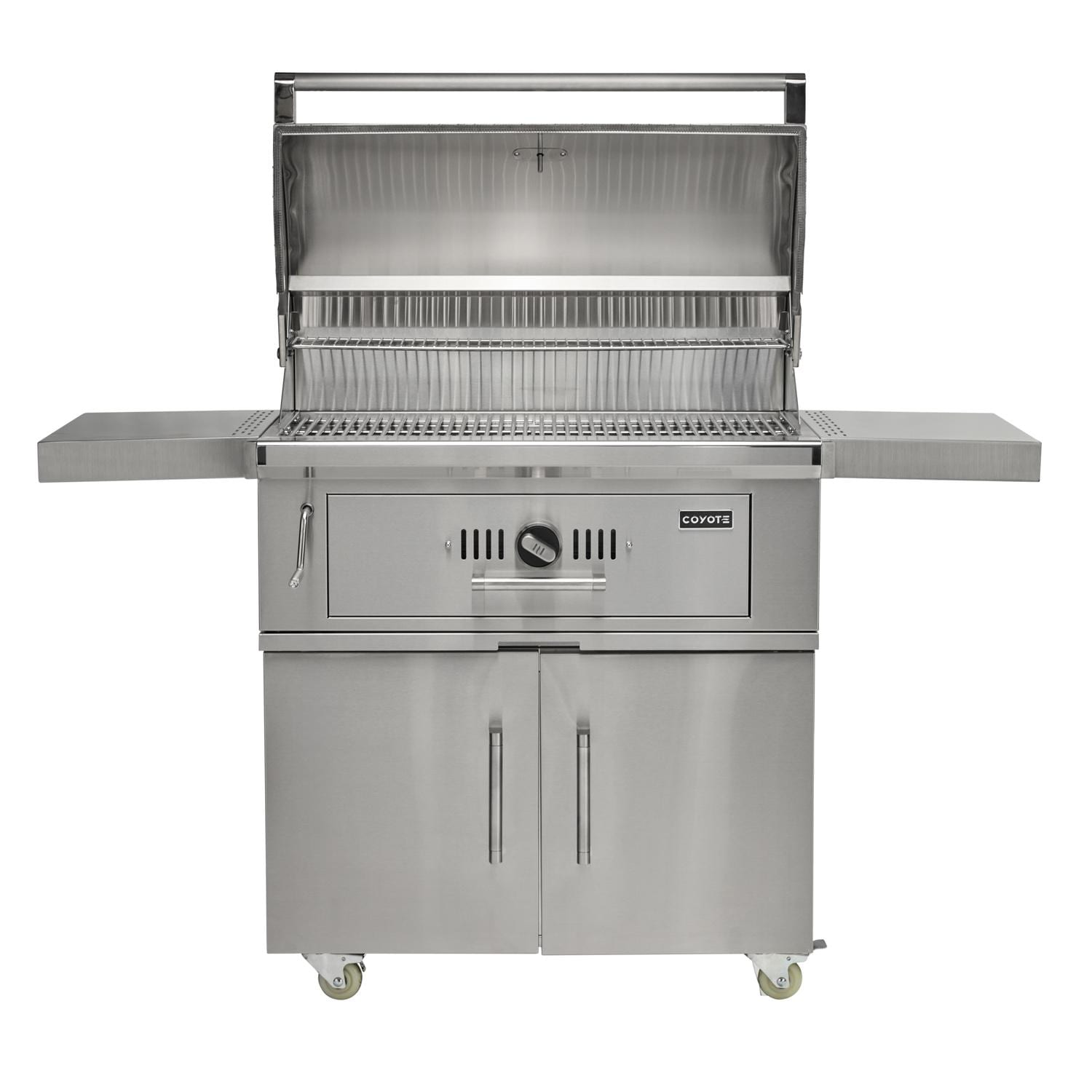 Coyote 36 Inch Freestanding Stainless Steel Charcoal Grill with Adjustable Charcoal Tray