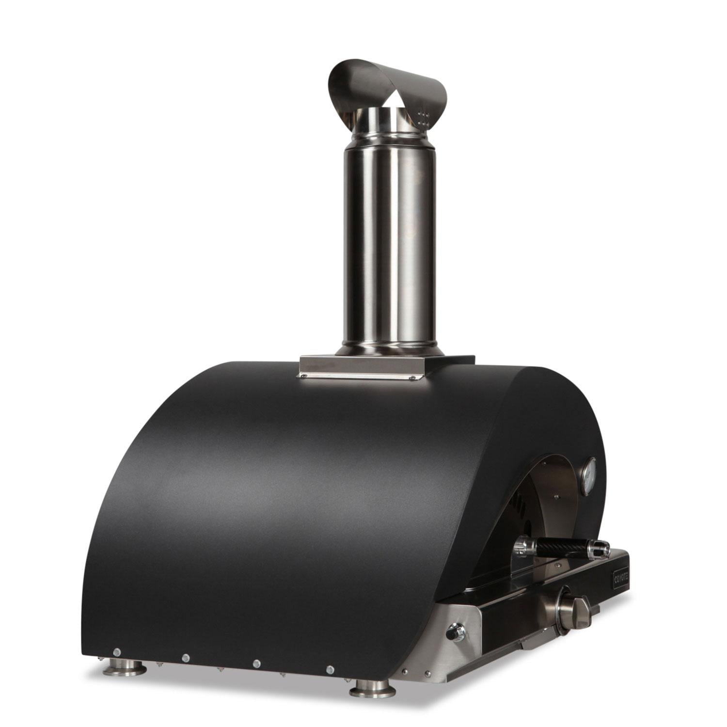 Coyote 30 Inch Countertop Hybrid Propane Gas  and  Wood Fired Multi Fuel Outdoor Pizza Oven   Matte Black