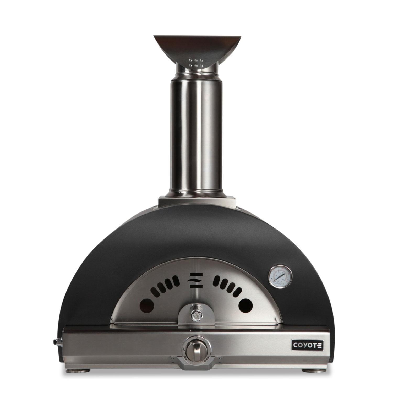 Coyote 30 Inch Countertop Hybrid Propane Gas  and  Wood Fired Multi Fuel Outdoor Pizza Oven   Matte Black