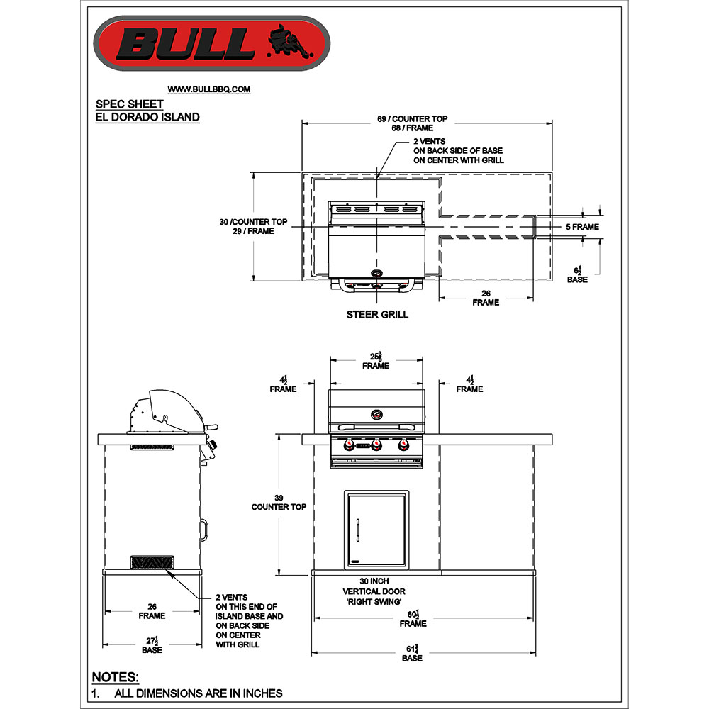 Bull BBQ Fully Assembled 6 Ft