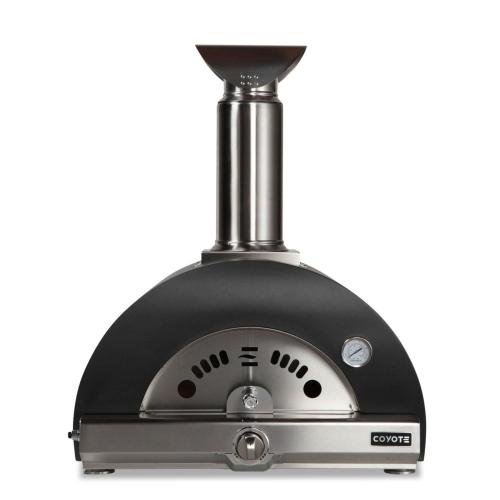 Coyote 30 Inch Countertop Hybrid Natural Gas  and  Wood Fired Multi Fuel Outdoor Pizza Oven   Matte Black