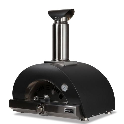 Coyote 30 Inch Countertop Hybrid Natural Gas  and  Wood Fired Multi Fuel Outdoor Pizza Oven   Matte Black