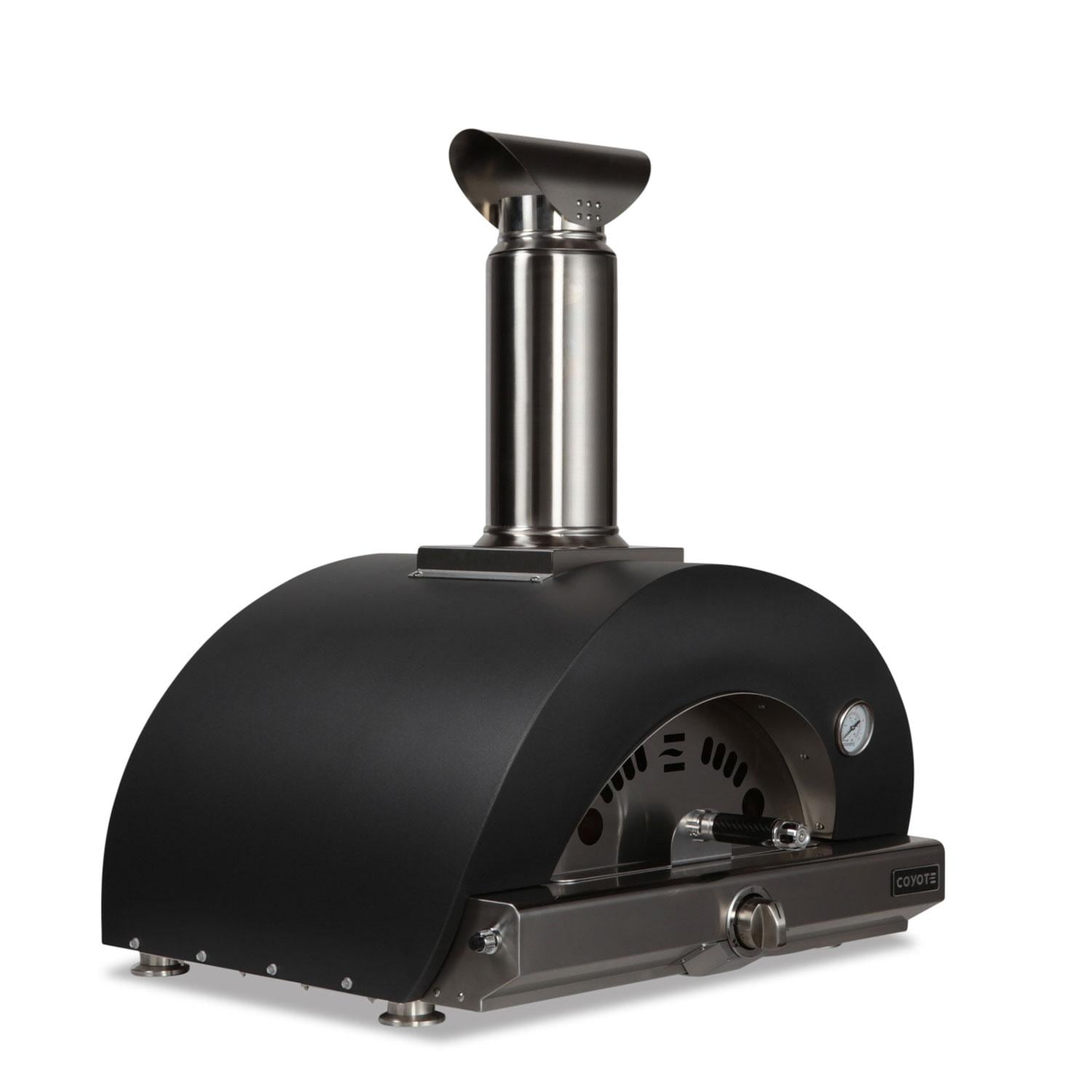 Coyote 30 Inch Countertop Hybrid Natural Gas  and  Wood Fired Multi Fuel Outdoor Pizza Oven   Matte Black