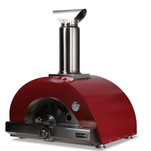 Coyote 30 Inch Countertop Hybrid Propane Gas  and  Wood Fired Multi Fuel Outdoor Pizza Oven   Red