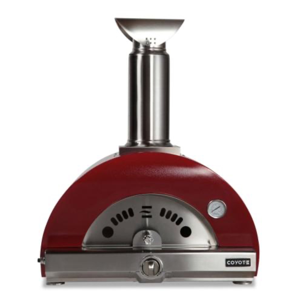 Coyote 30 Inch Countertop Hybrid Propane Gas  and  Wood Fired Multi Fuel Outdoor Pizza Oven   Red