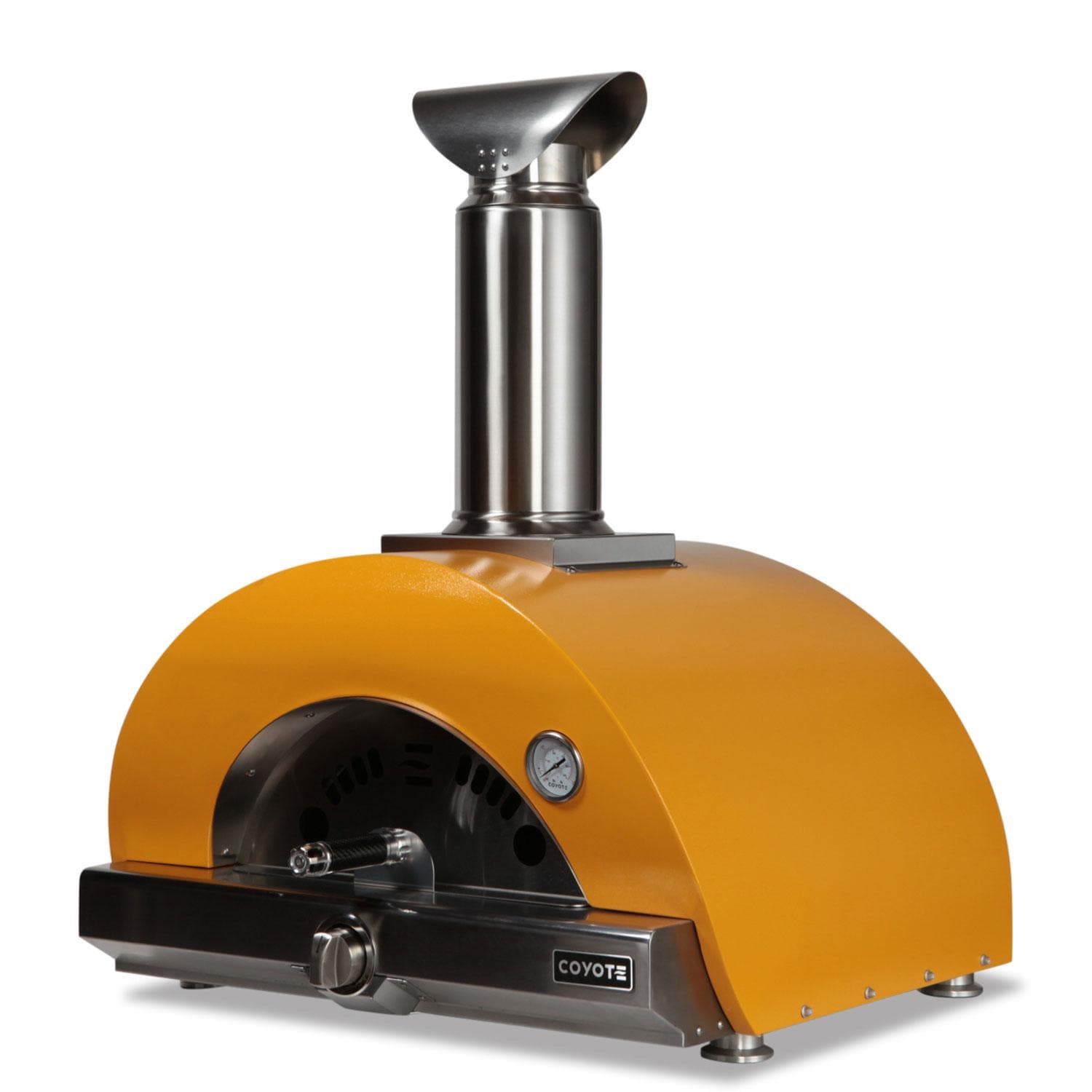 Coyote 30 Inch Countertop Hybrid Natural Gas  and  Wood Fired Multi Fuel Outdoor Pizza Oven   Yellow