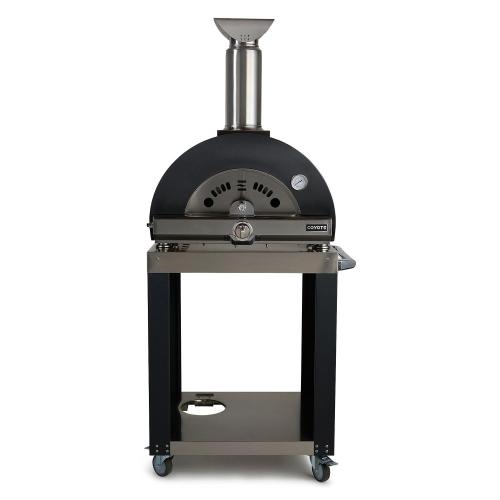 Coyote 30 Inch Freestanding Hybrid Propane Gas  and  Wood Fired Multi Fuel Outdoor Pizza Oven   Matte Black