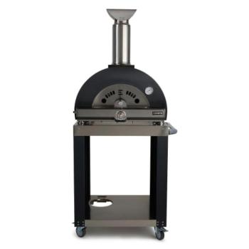 Coyote 30 Inch Freestanding Hybrid Propane Gas and Wood Fired Multi Fuel Outdoor Pizza Oven Matte Black C1PZ30HMBLP C1PZHCART350